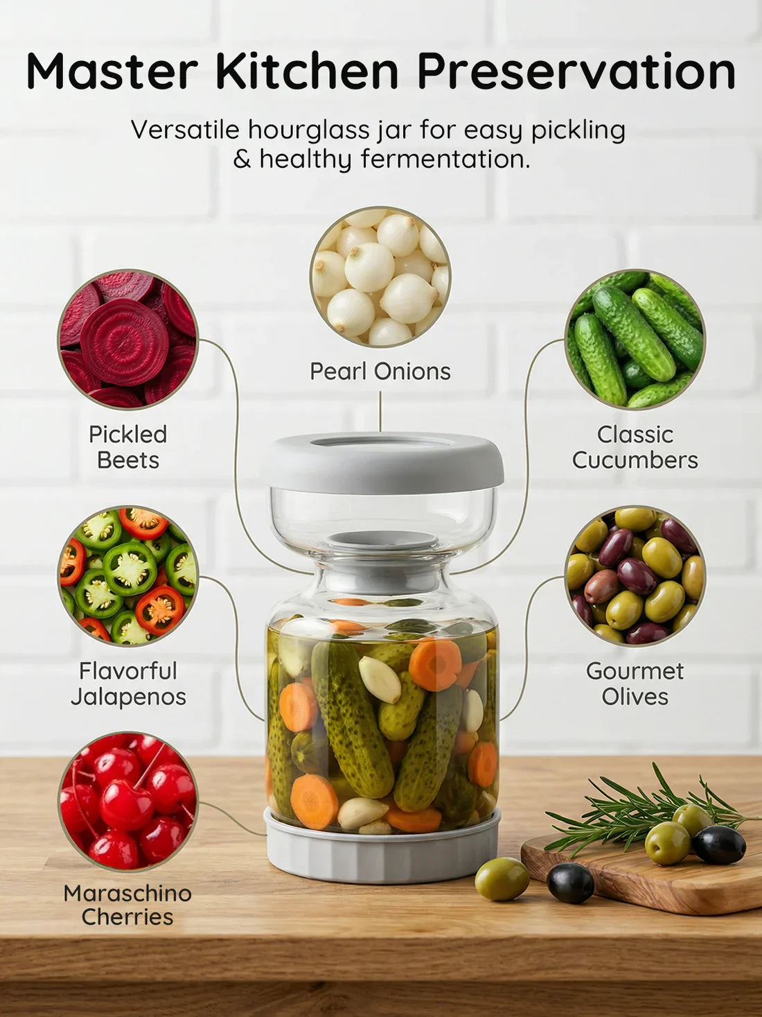 Homnoble Pickle and Olive Hourglass Jar