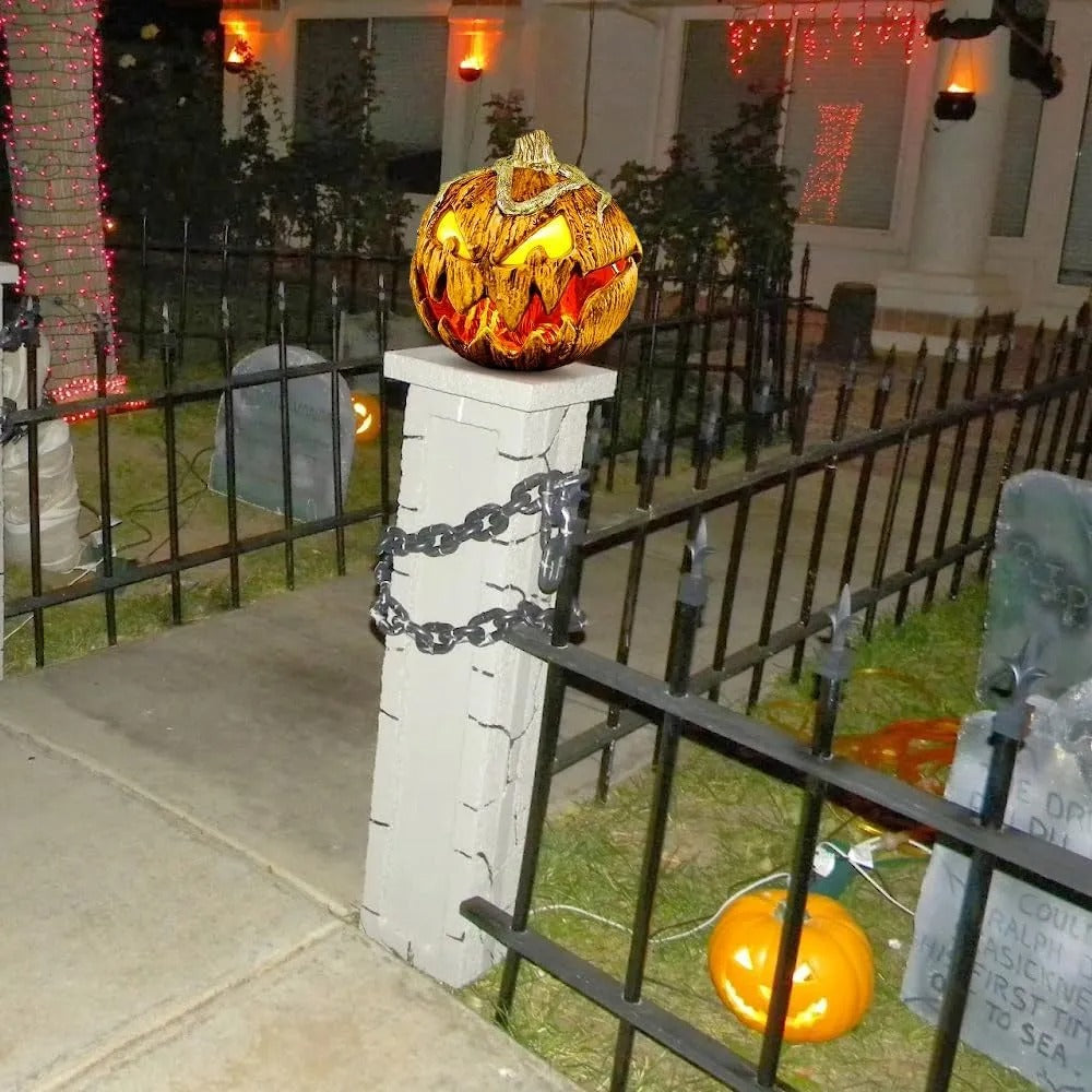 Scary LED Light-Up Halloween Pumpkin Decoration